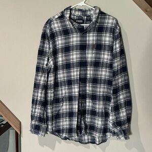 Chaps Men's Blue and White Checkered Shirt